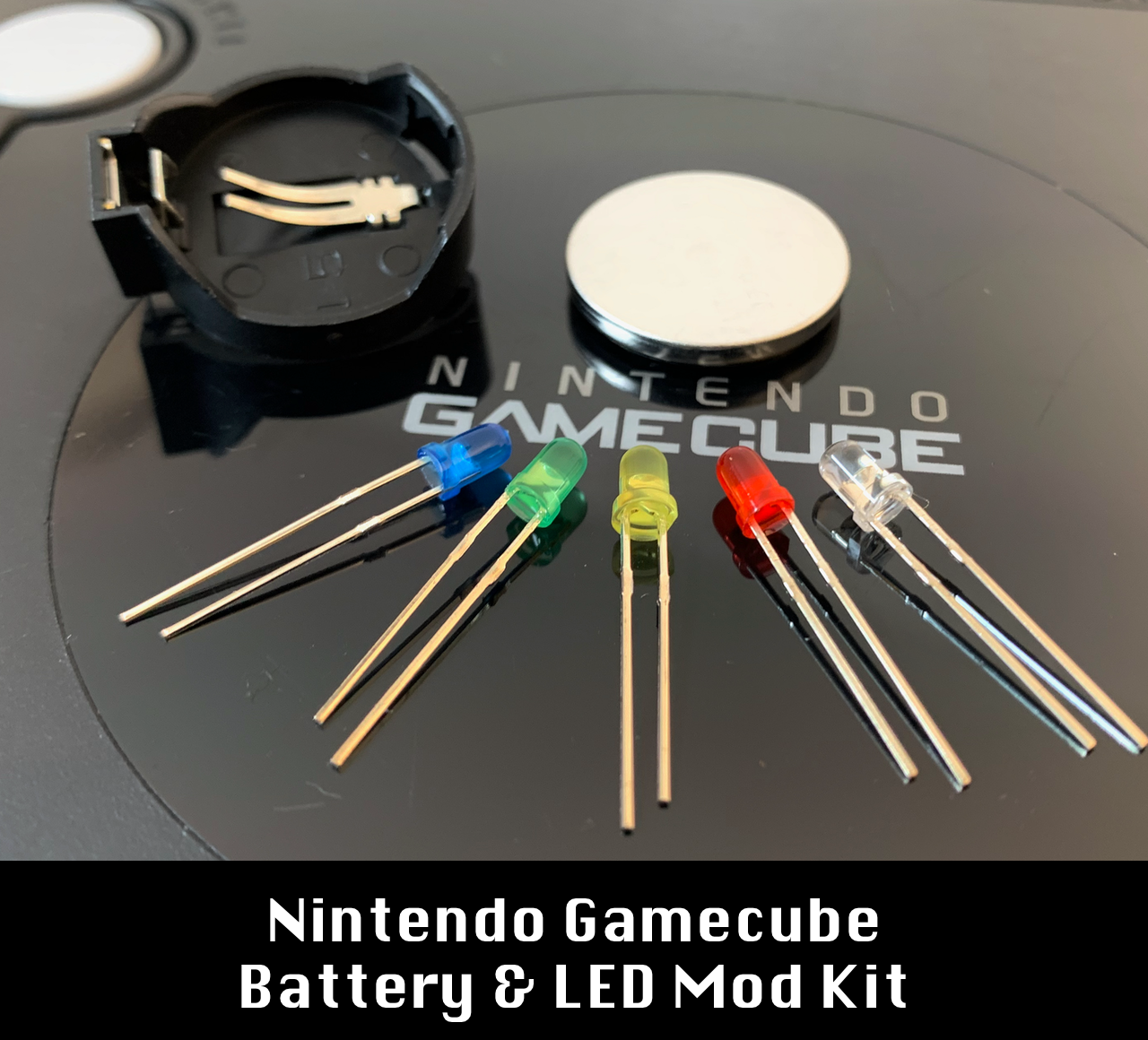 Nintendo GameCube Battery Mod + Color Power LED Kit