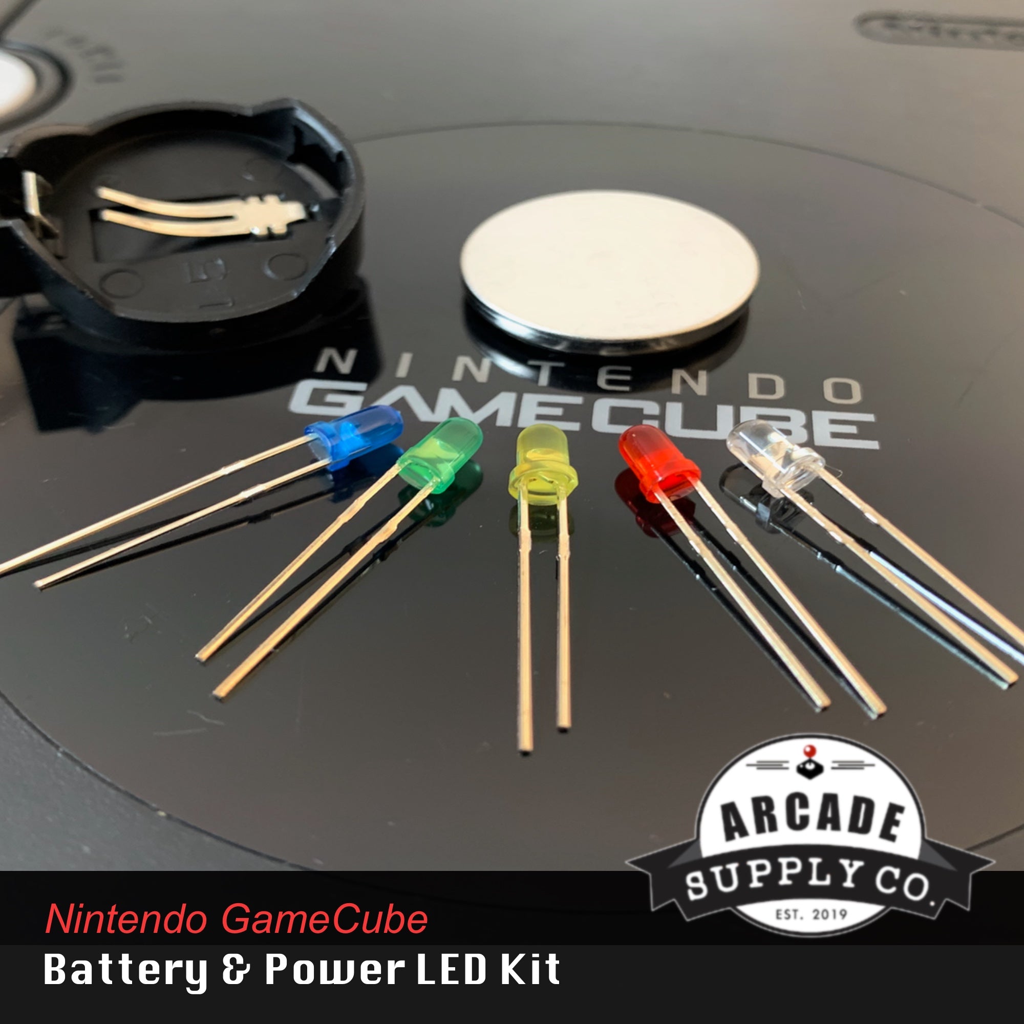 Nintendo GameCube Battery Mod + Color Power LED Kit